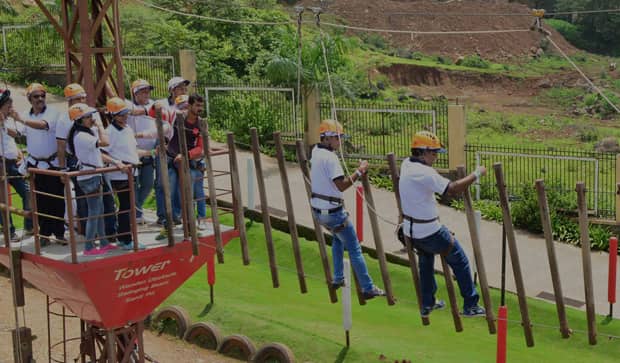 Perform High Rope Challenge Course at Della Adventure